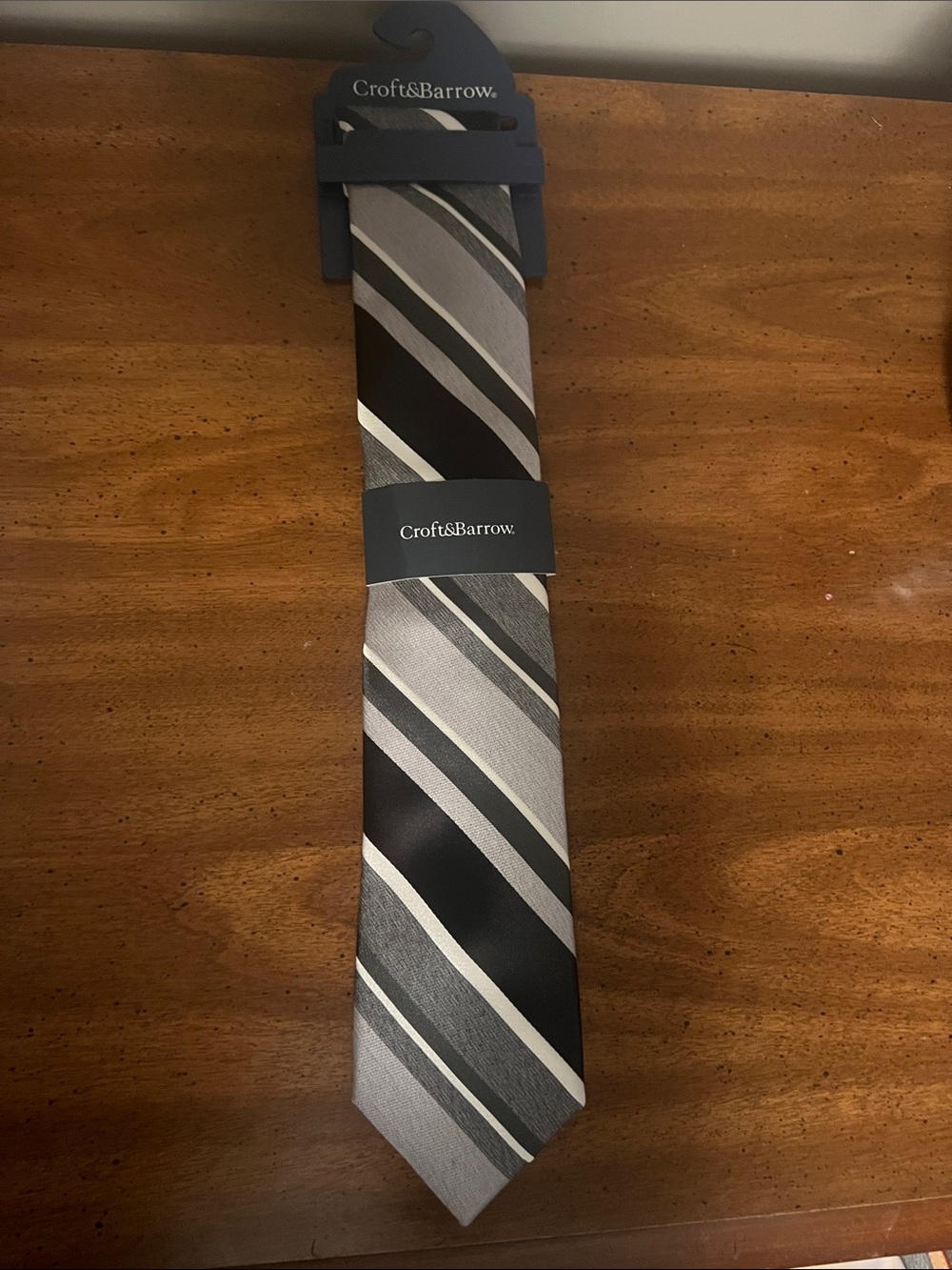 croft & barrow Black and Gray Striped‎ Men's Tie NWT